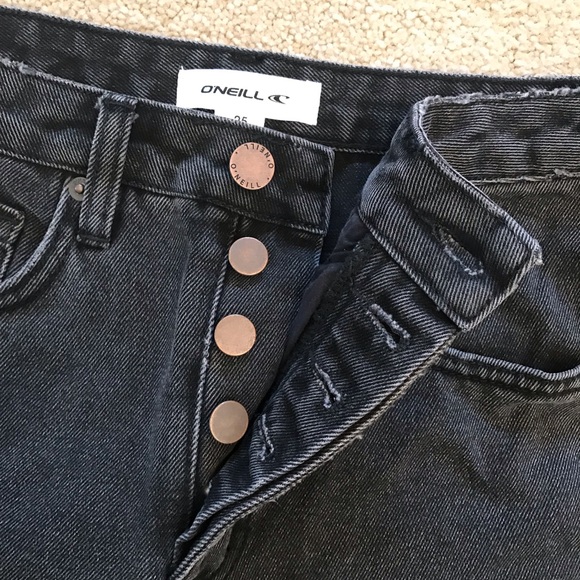 ONeill Distressed Denim Jeans NEW Womens Size 2 Waist 25 Faded Black Button Fly - Picture 7 of 14